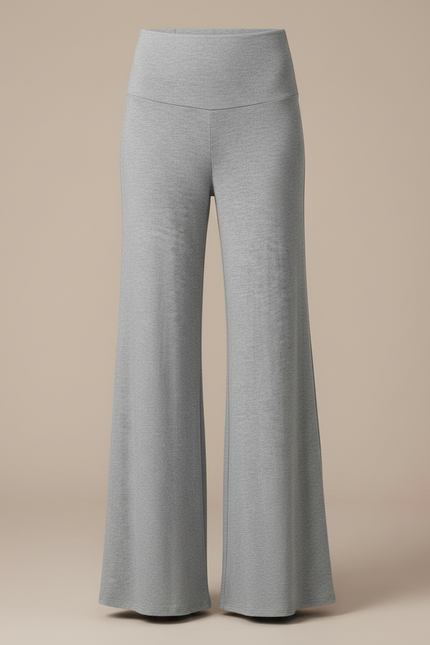 Pantalon Fluide Gris Ample Confortable Évasé Femme - Molleton - vue 3