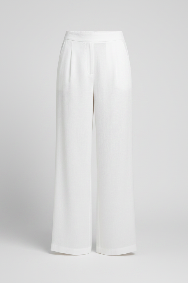 Pantalon Fluide Blanc Ample Lin Chic Femme - vue 3