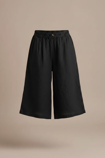 Pantalon Fluide Noir Ample Coton Lin Femme - vue 3