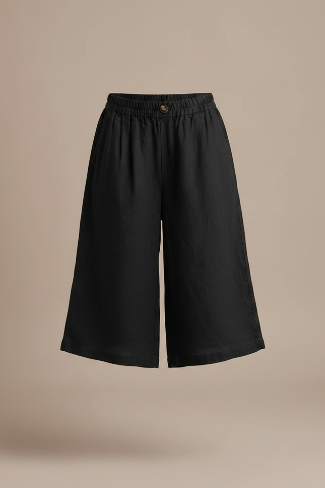 Pantalon Fluide Noir Ample Coton Lin Femme - vue 3