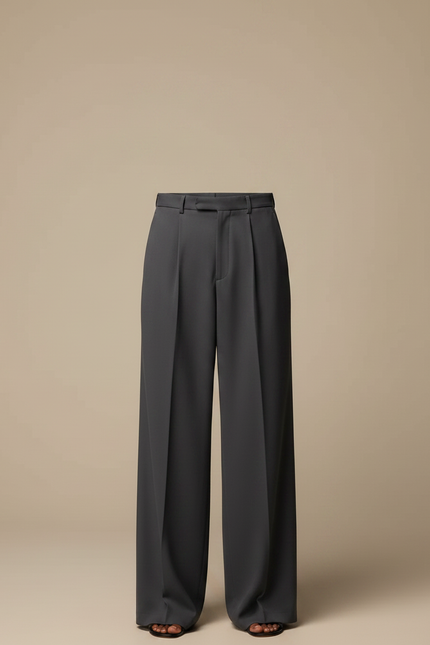 Pantalon Fluide Gris Anthracite Ample Plissé Viscose - vue 3