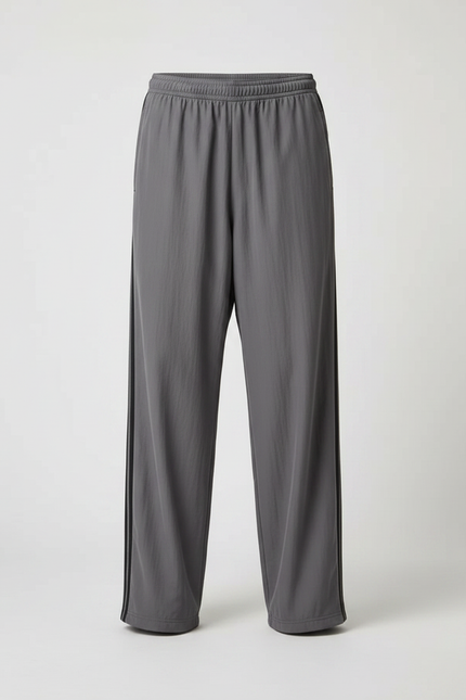 Pantalon Fluide Gris Ample Rayé Décontracté Homme - Polyester - vue 3