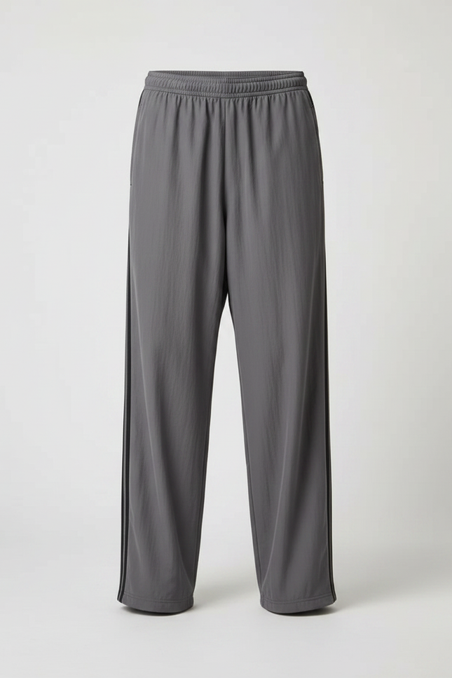 Pantalon Fluide Gris Ample Rayé Décontracté Homme - Polyester - vue 3