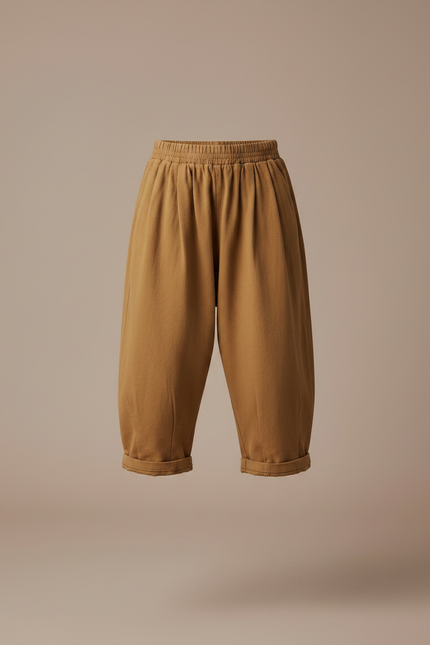 Pantalon Fluide Fille Camel Coupe Ample - Molleton - vue 3