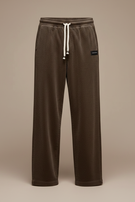 Pantalon Fluide Côtelé Marron Décontracté Homme Ample - Cordé - vue 3