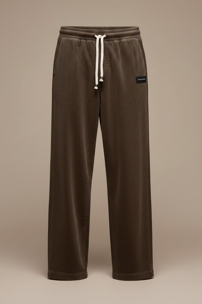 Pantalon Fluide Côtelé Marron Décontracté Homme Ample - Cordé - vue 3