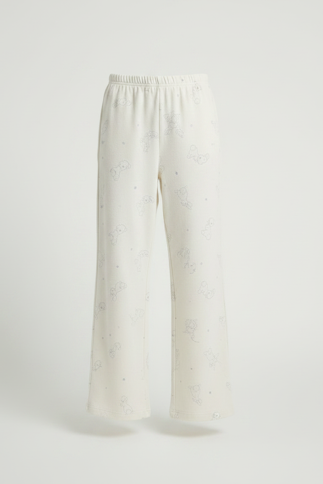 Pantalon Fluide Écru Imprimé Ample Décontracté Enfant - Beige Molleton - vue 3