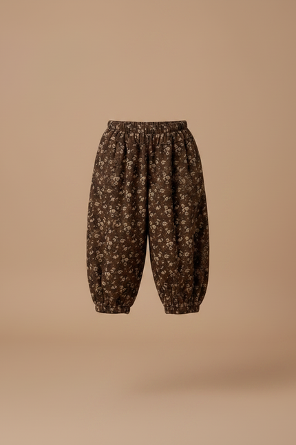 Pantalon Fluide Harem Marron Fleuri Enfant - Coton - vue 3
