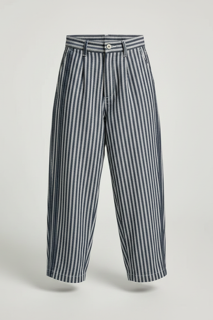Pantalon Fluide Rayé Ample Décontracté Garçon Coton - Imprimé - vue 3
