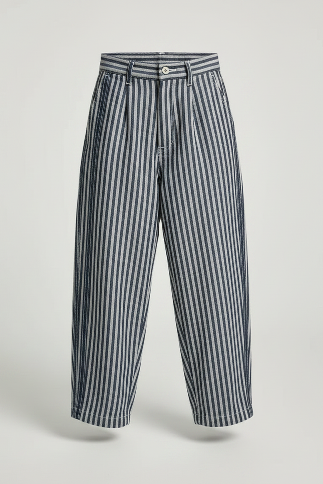 Pantalon Fluide Rayé Ample Décontracté Garçon Coton - Imprimé - vue 3
