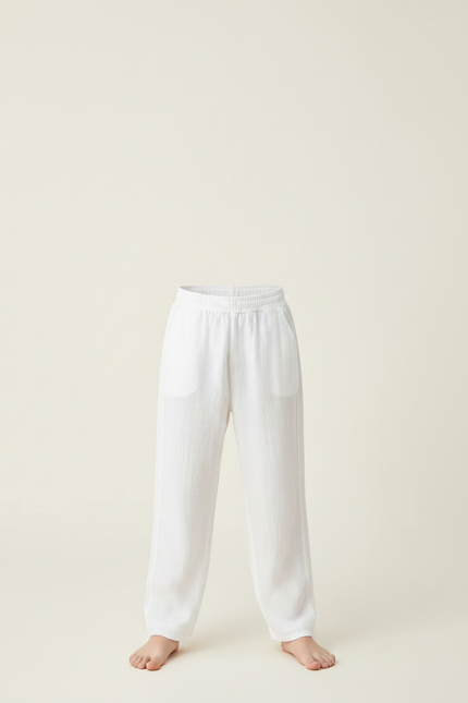 Pantalon Fluide Blanc Ample Coton Léger Enfant - Lin - vue 3