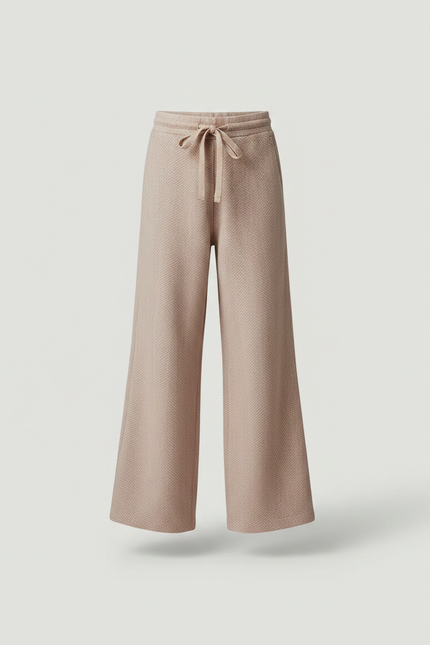 Pantalon Fluide Beige Chevrons Tricoté Ample Confortable Enfant - Maille - vue 3