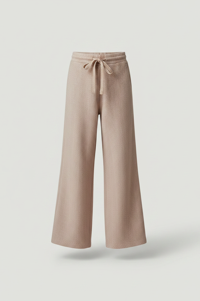 Pantalon Fluide Beige Chevrons Tricoté Ample Confortable Enfant - Maille - vue 3