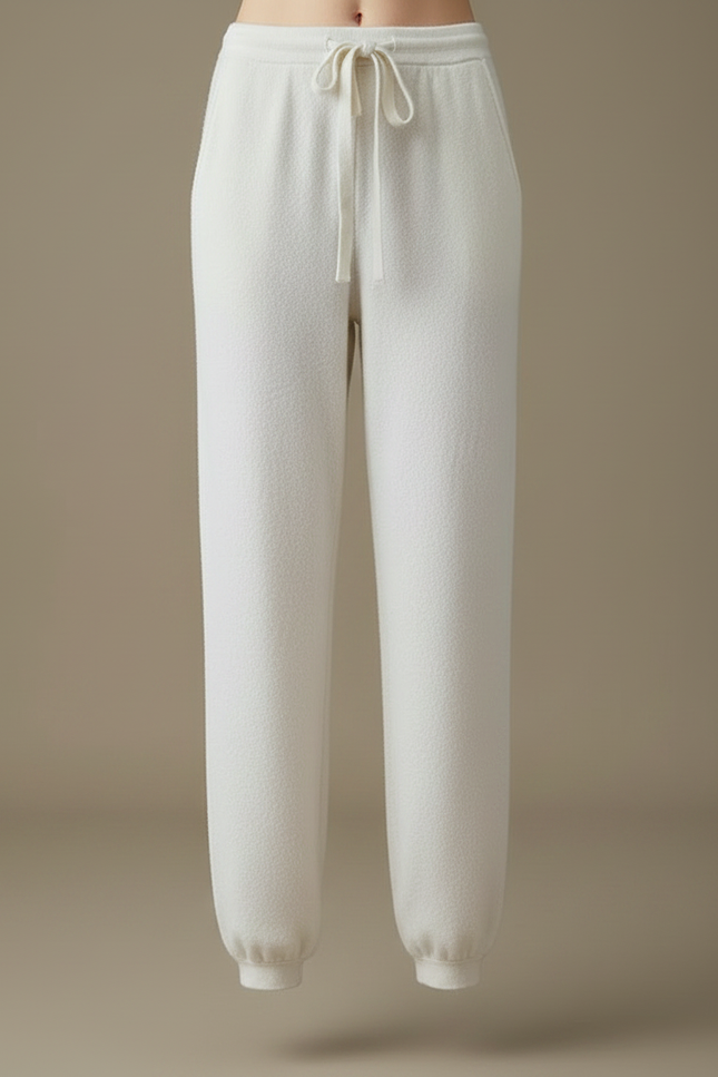 Pantalon Fluide Blanc Laine Confortable Sport Décontracté - vue 3