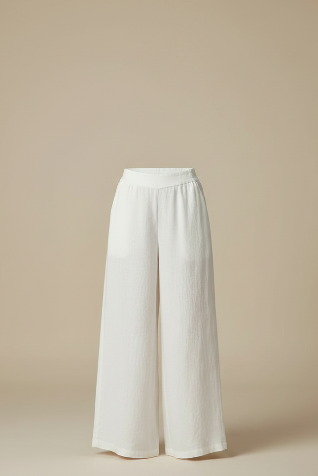Pantalon Fluide Femme Blanc Palazzo Lin - vue 3