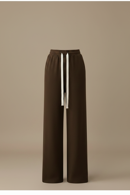 Pantalon Fluide Marron Ample Décontracté Cordon Femme - Molleton - vue 3