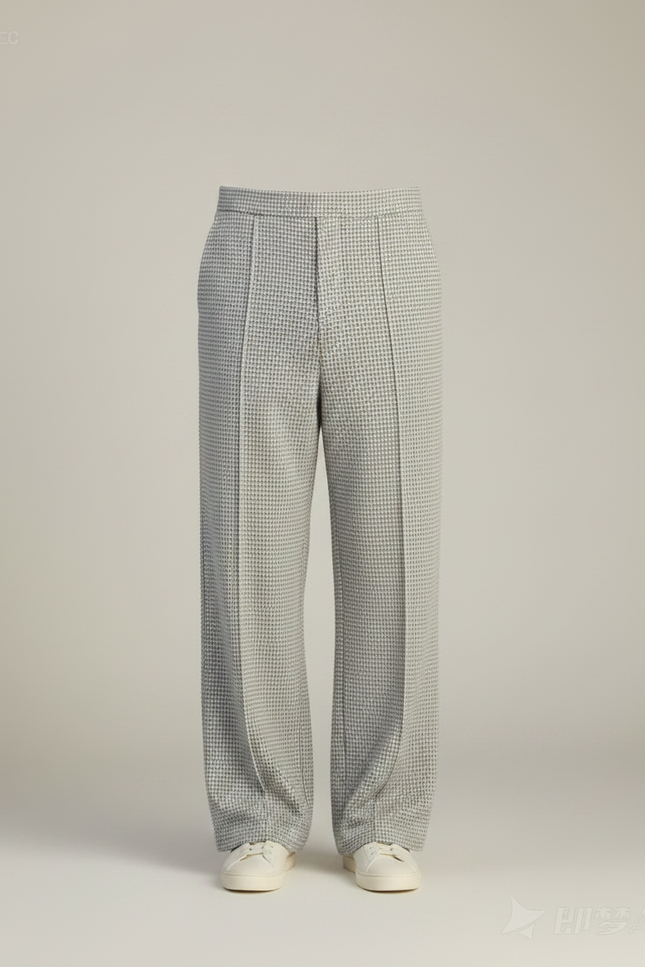 Pantalon Fluide Gris Motif Texturé Ample Décontracté Homme - Maille - vue 3