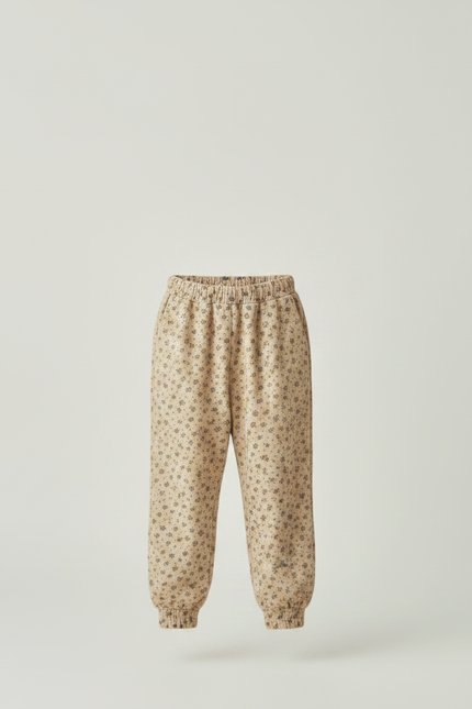 Pantalon Fluide Beige Floral Ample Coton Enfant - Molleton - vue 3