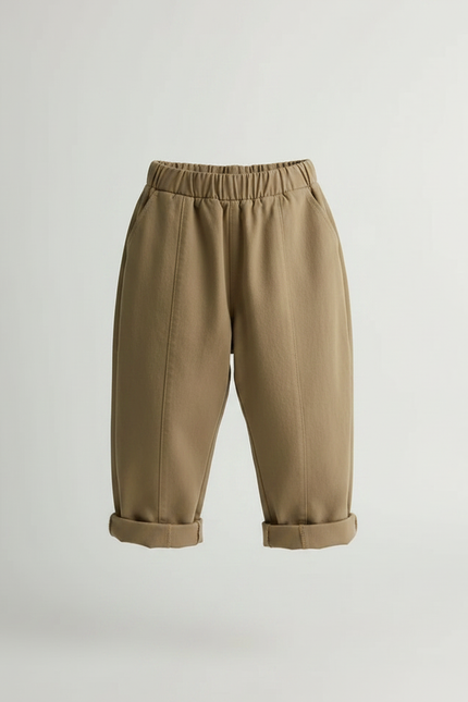 Pantalon Fluide Garçon Kaki Coupe Ample Coton Mi-saison - Beige Gabardine - vue 3