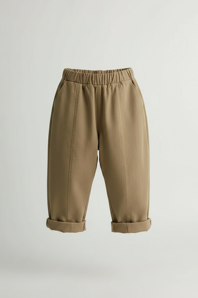 Pantalon Fluide Garçon Kaki Coupe Ample Coton Mi-saison - Beige Gabardine - vue 3