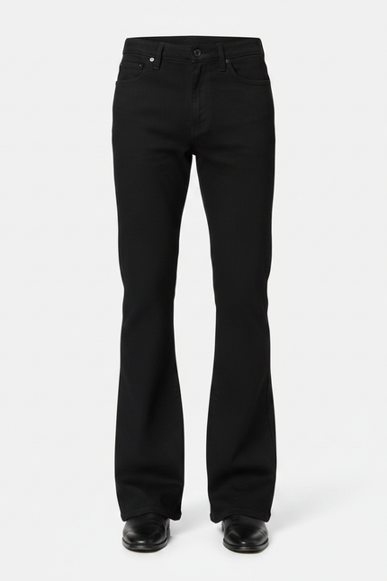 Pantalon Fluide Noir Évasé Slim Coton Homme - vue 3
