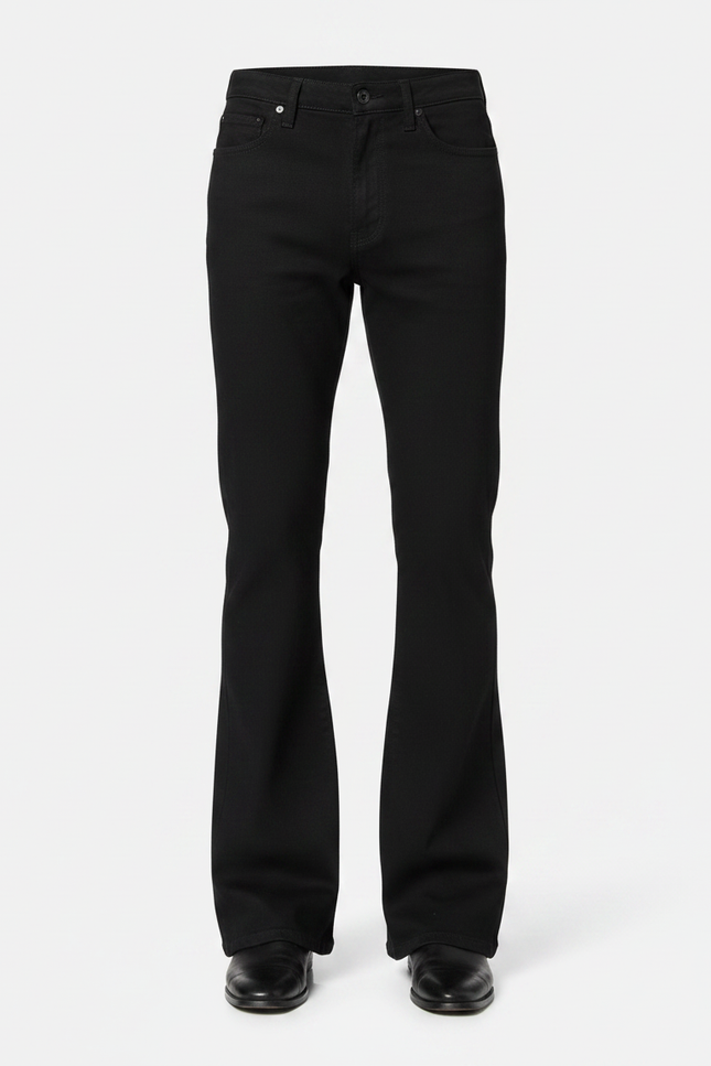 Pantalon Fluide Noir Évasé Slim Coton Homme - vue 3