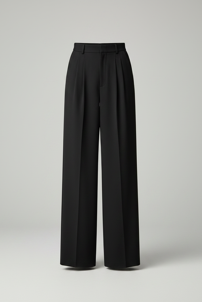 Pantalon Fluide Femme Noir Palazzo Viscose Chic Mi-saison 2 - vue 3