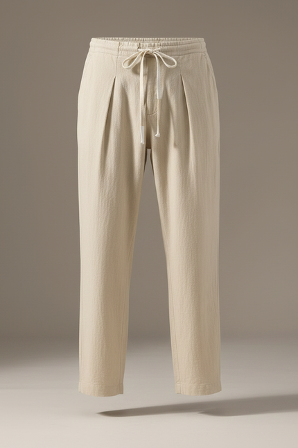 Pantalon Fluide Carotte Homme - Beige Lin - vue 3