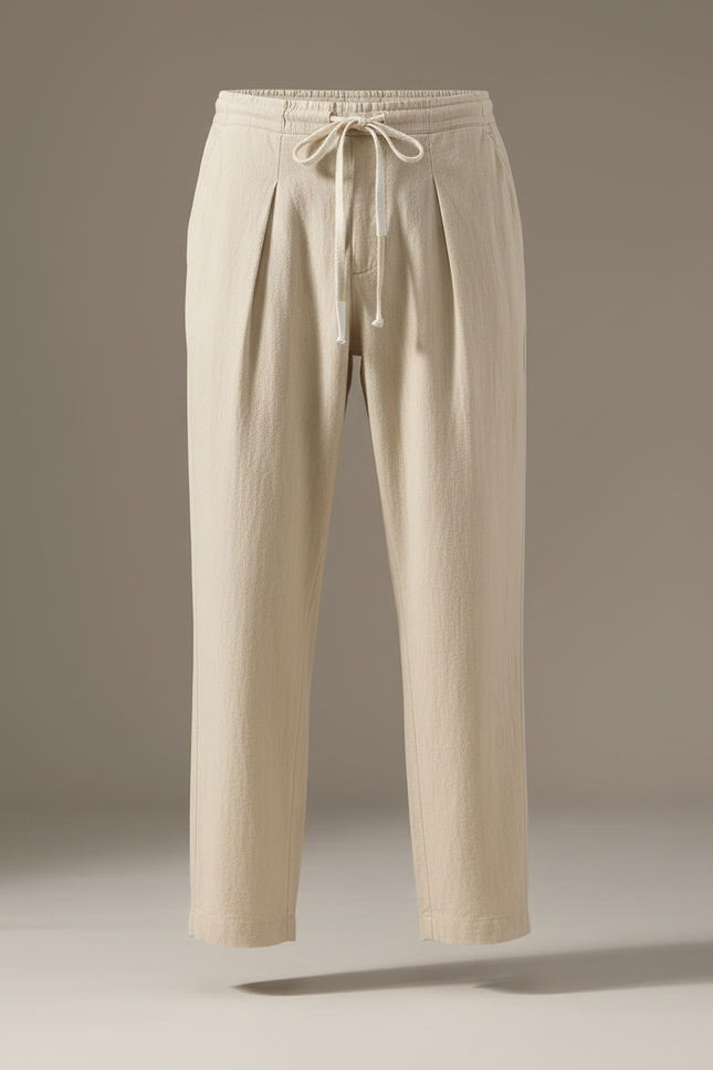 Pantalon Fluide Carotte Homme - Beige Lin - vue 3