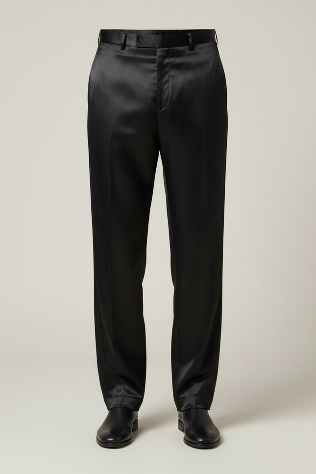 Pantalon Fluide Noir Satin Homme Droit Élégant - vue 3