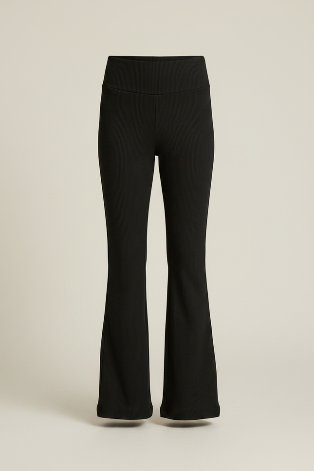 Pantalon Fluide Fille Noir Taille Haute - Maille - vue 3