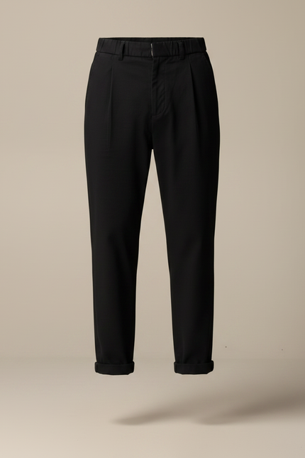 Pantalon Fluide Noir Ample Décontracté Plissé Homme - Viscose - vue 3