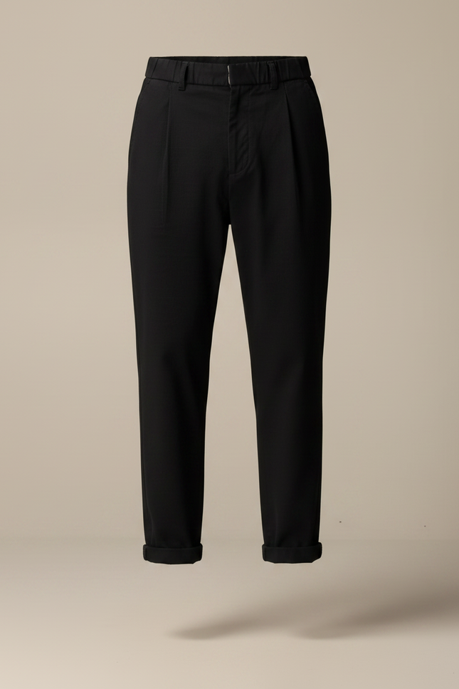 Pantalon Fluide Noir Ample Décontracté Plissé Homme - Viscose - vue 3