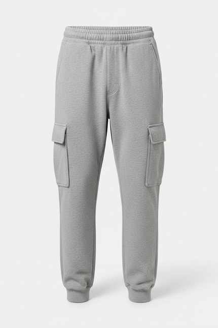 Pantalon Fluide Gris Ample Cargo Décontracté Femme - Molleton - vue 3
