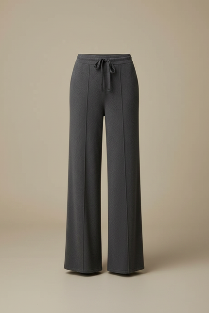 Pantalon Fluide Gris Ample Cordon Décontracté Femme - Maille - vue 3