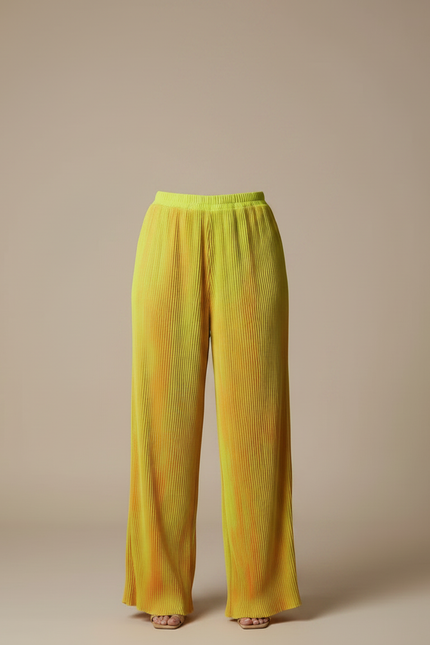 Pantalon Fluide Plissé Tie-Dye Ample Jaune Orange - Multicolore Polyester - vue 3
