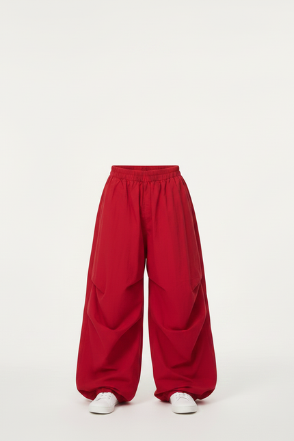 Pantalon Fluide Rouge Ample Décontracté Garçon - Polyester - vue 3