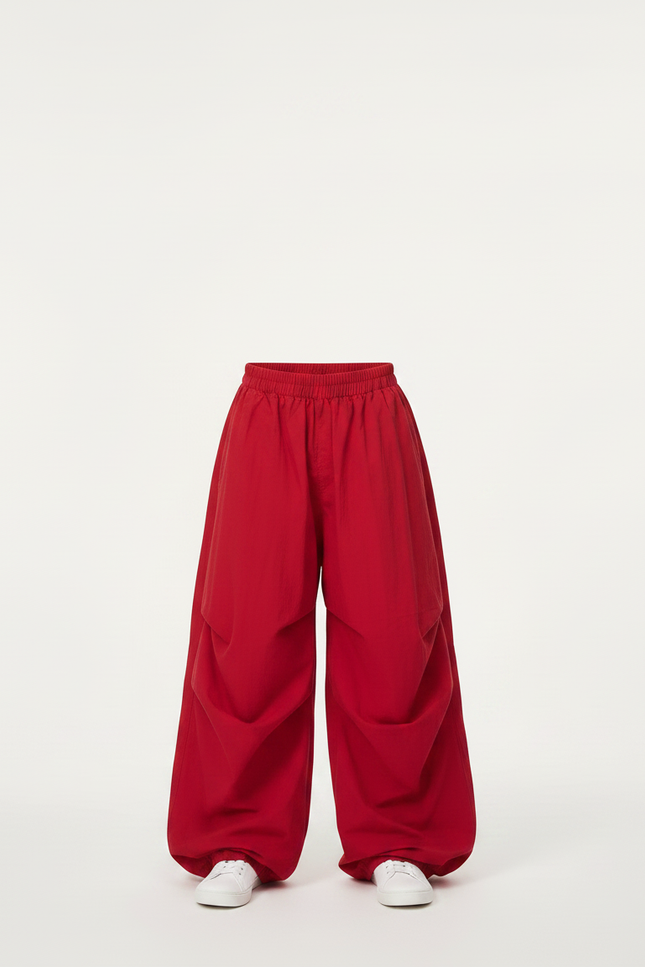 Pantalon Fluide Rouge Ample Décontracté Garçon - Polyester - vue 3