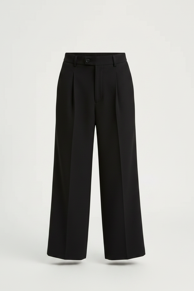 Pantalon Fluide Noir Ample Plissé Décontracté Garçon - Polyester - vue 3