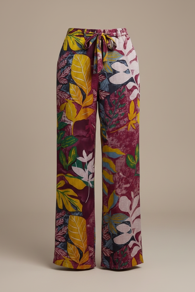 Pantalon Fluide Imprimé Floral Ample Décontracté Femme - Multicolore Viscose - vue 3