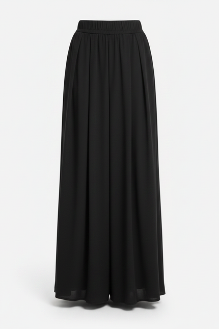Pantalon Fluide Noir Ample Plissé Long Élégant - Polyester - vue 3