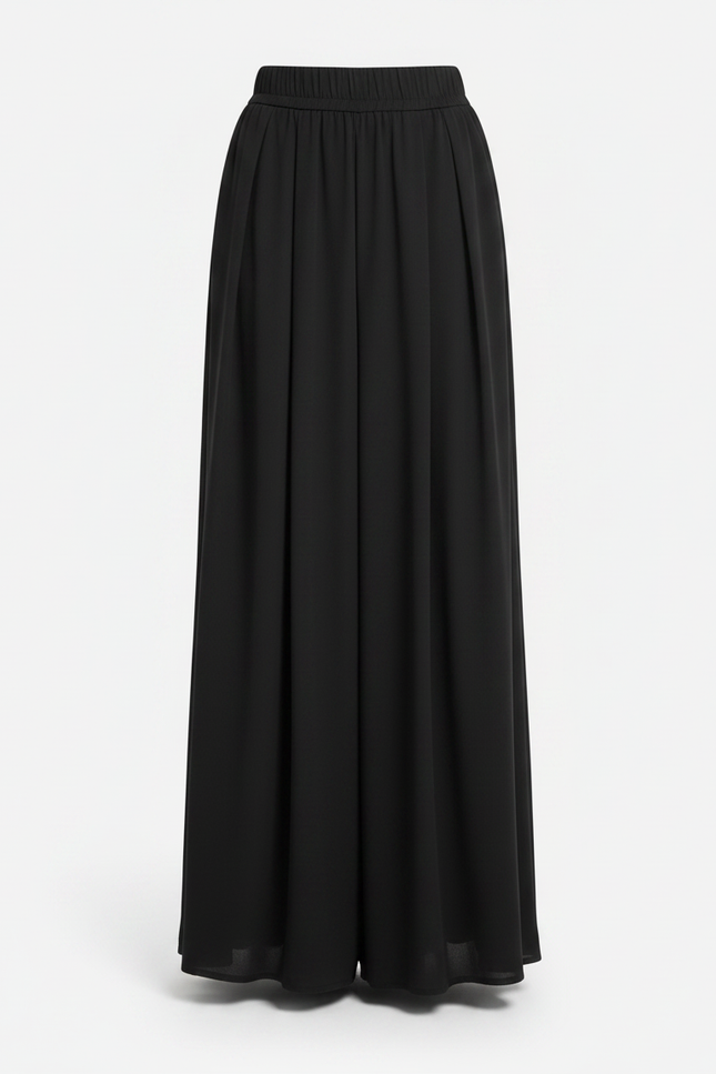Pantalon Fluide Noir Ample Plissé Long Élégant - Polyester - vue 3