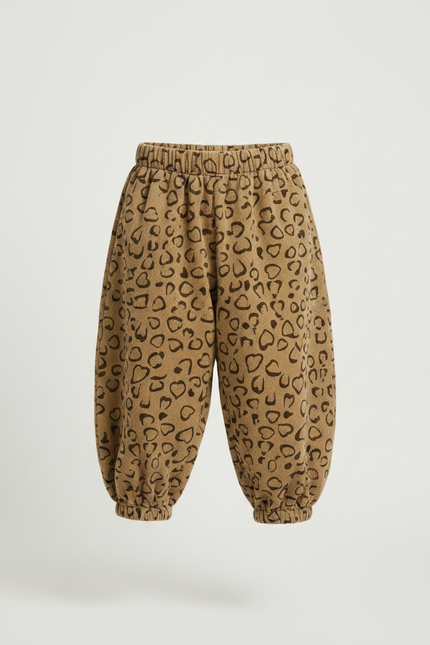 Pantalon Fluide Imprimé Cœur Ample Garçon Marron - Cordé - vue 3