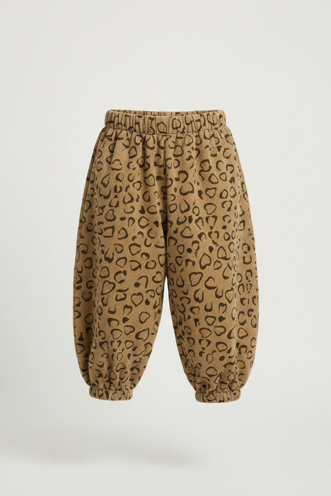Pantalon Fluide Imprimé Cœur Ample Garçon Marron - Cordé - vue 3