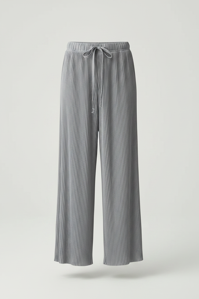 Pantalon Fluide Gris Plissé Ample Confortable Décontracté - Polyester - vue 3