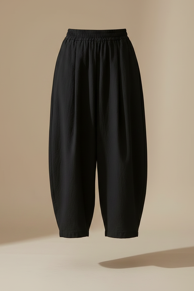 Pantalon Fluide Noir Ample Harem Coton Décontracté - vue 3