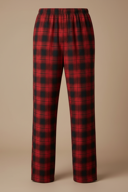 Pantalon Fluide Rouge Carreaux Ample Homme Décontracté - Molleton - vue 3
