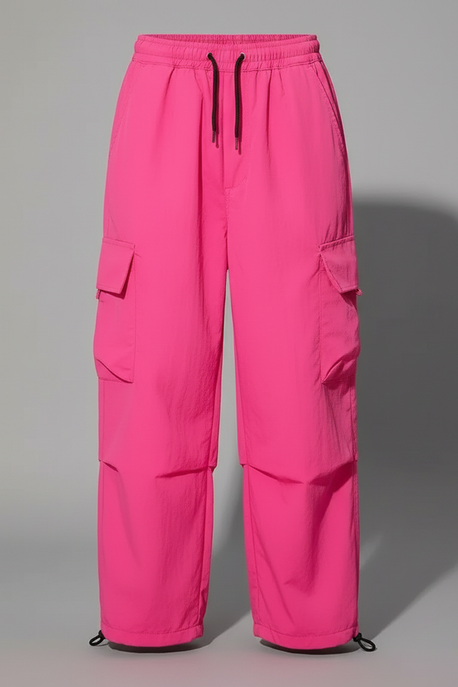 Pantalon Fluide Cargo Rose Vif Ample Streetwear Enfant - Polyester - vue 3