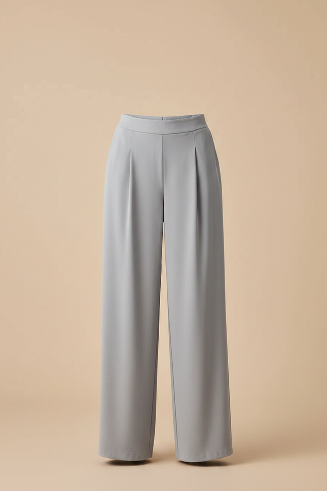Pantalon Fluide Gris Ample Drapé Décontracté Élégant - Polyester - vue 3