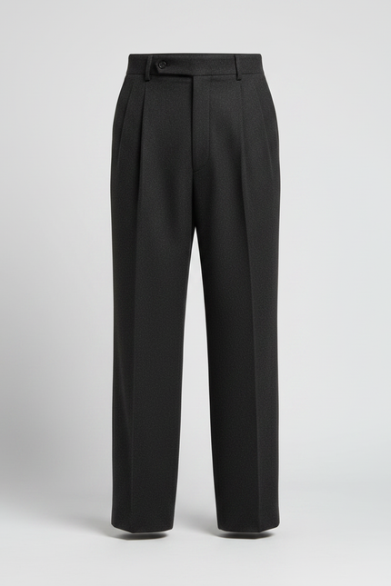 Pantalon Fluide Homme Gris Foncé Laine Plissé - vue 3